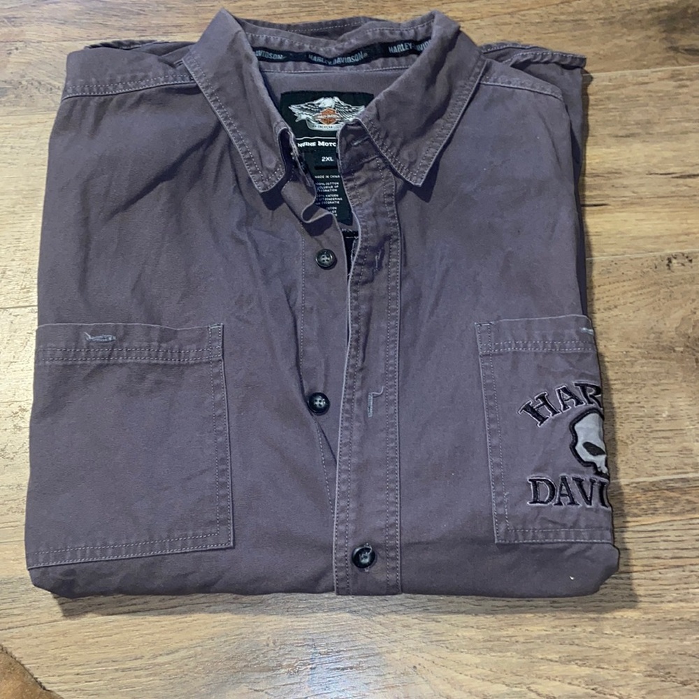 Harley Davidson cut off sleeve button up